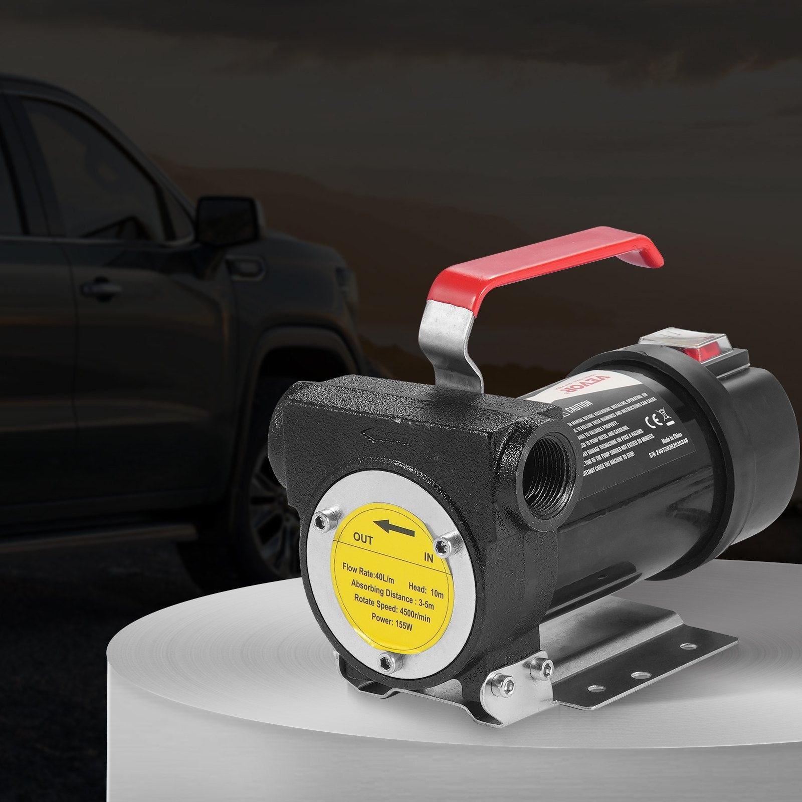 Fuel & Exhaust: VEVOR Fuel Transfer Pump, 12V DC 10 GPM 1/4 HP, Portable Electric Diesel Transfer Pump with Automatic Shut-Off Fuel Nozzle, High Flow, Long Inlet & Outlet Hose for Diesel, Kerosene, Transformer Fuel