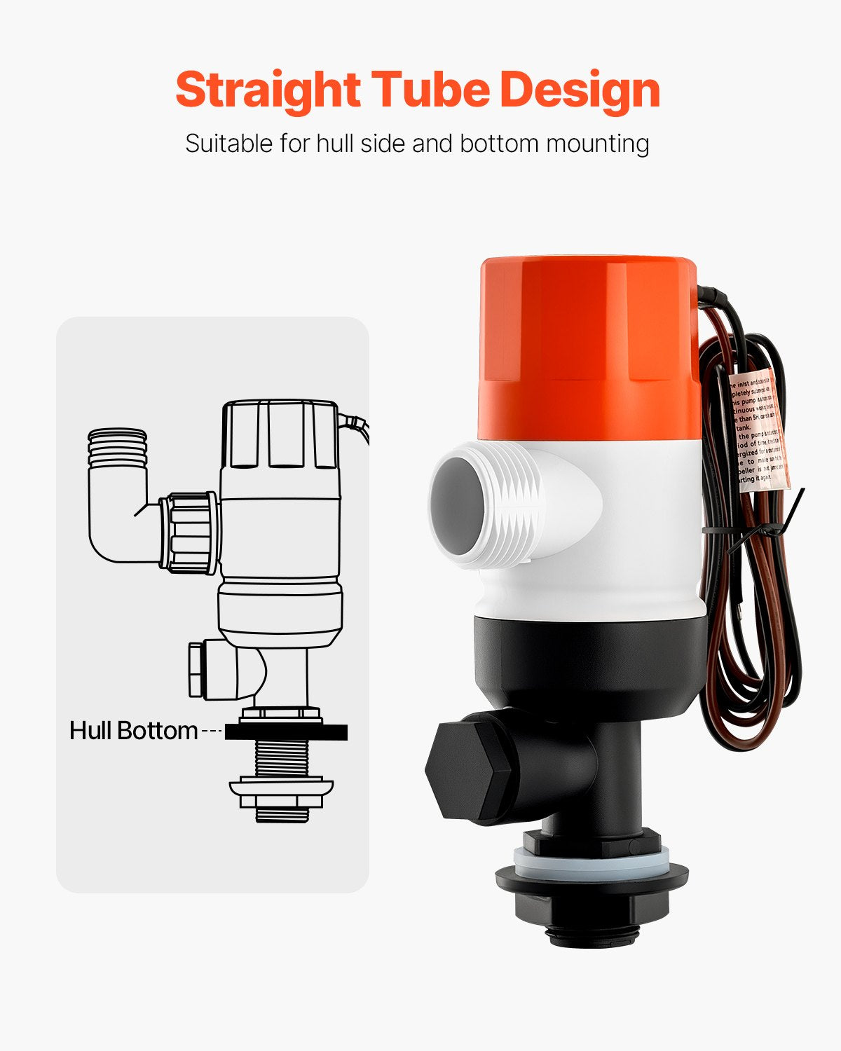 Fuel & Exhaust: VEVOR Livewell Pump for Boat 12V 500 GPH Livewell Aerator Pump Straight 2 Inlets