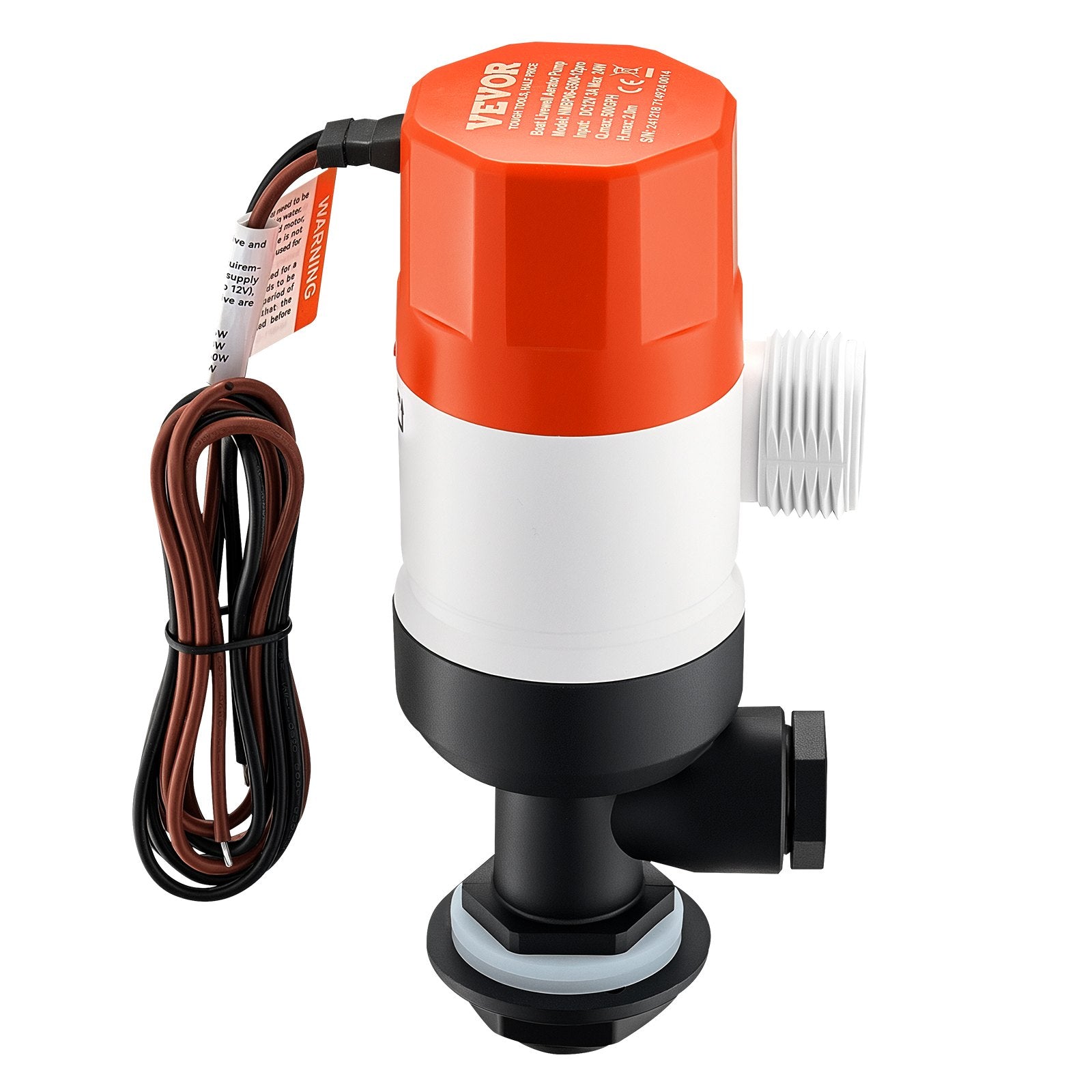 Fuel & Exhaust: VEVOR Livewell Pump for Boat 12V 500 GPH Livewell Aerator Pump Straight 2 Inlets