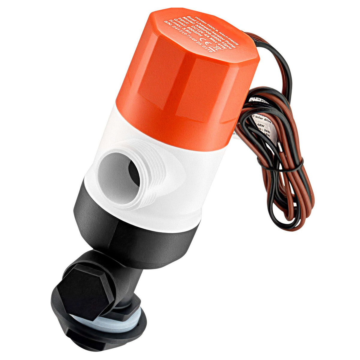 Livewell Pump for Boat, 12V 800 GPH Straight Livewell Aerator Pump with Dual Inlet, ABA Housing & Detachable Motor Cartridge, Corrosion-Resistant Livewell/Baitwell Pump for Freshwater Saltwater