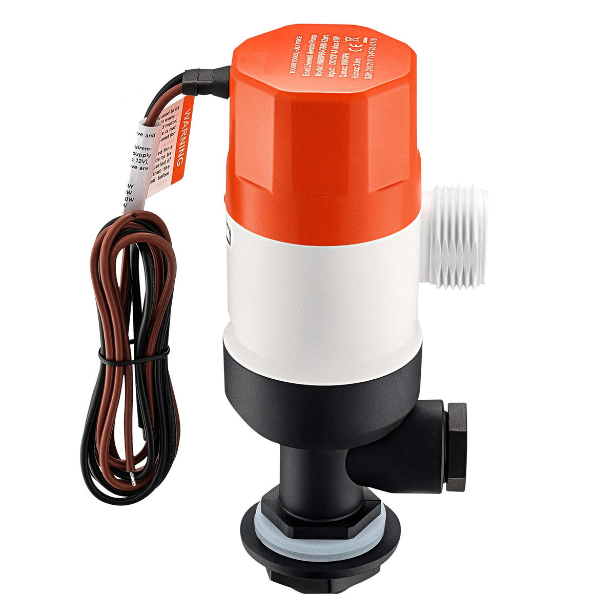 Livewell Pump for Boat, 12V 800 GPH Straight Livewell Aerator Pump with Dual Inlet, ABA Housing & Detachable Motor Cartridge, Corrosion-Resistant Livewell/Baitwell Pump for Freshwater Saltwater
