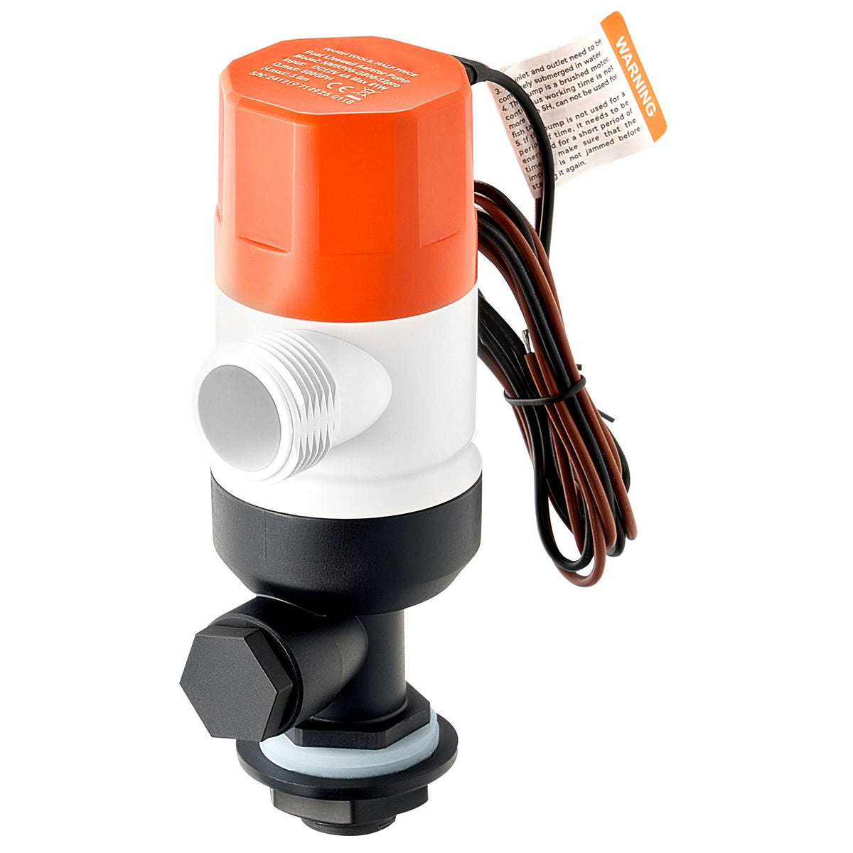 Livewell Pump for Boat, 12V 800 GPH Straight Livewell Aerator Pump with Dual Inlet, ABA Housing & Detachable Motor Cartridge, Corrosion-Resistant Livewell/Baitwell Pump for Freshwater Saltwater