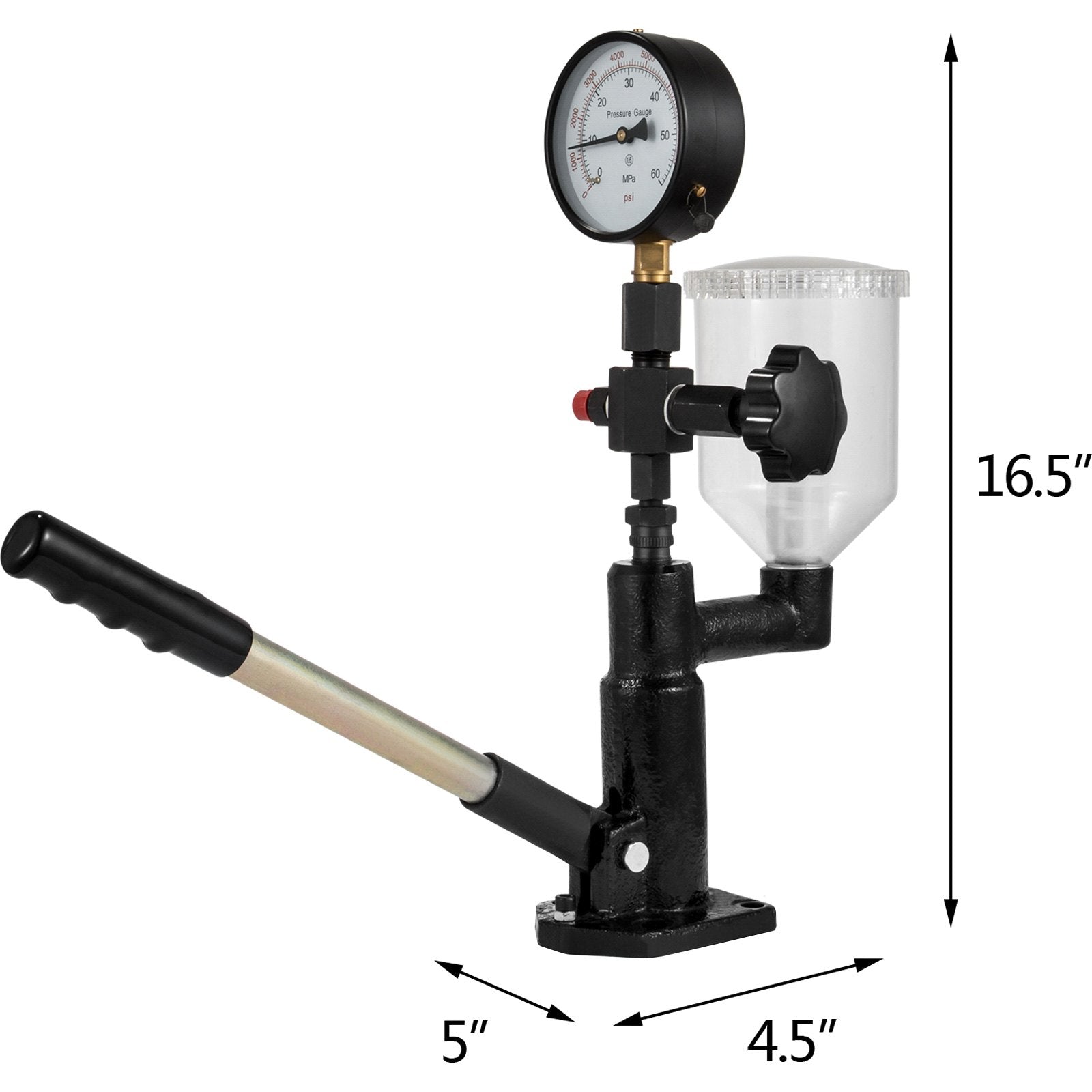 Automotive Gauges: Diesel Injector Nozzle 
Pressure Tester Dual scale Manometer Test Tool 0-600Bar (0-8000PSI) 
60Mpa Test Pressure High Configuration