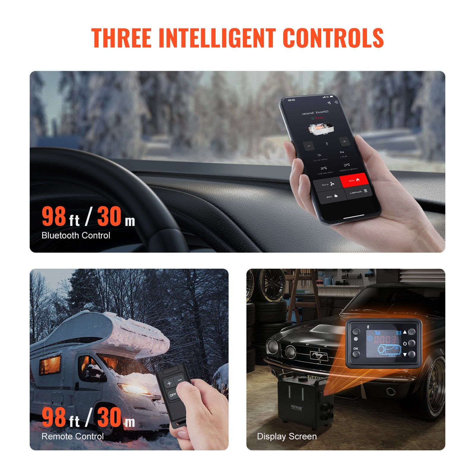 8KW Diesel Heater, 12V/24V All in One Diesel Air Heater, Bluetooth APP Control, Remote Control and Display Screen, CO Alarm, Fast Heating Vertical Portable Diesel Heater for Vehicles, Garage