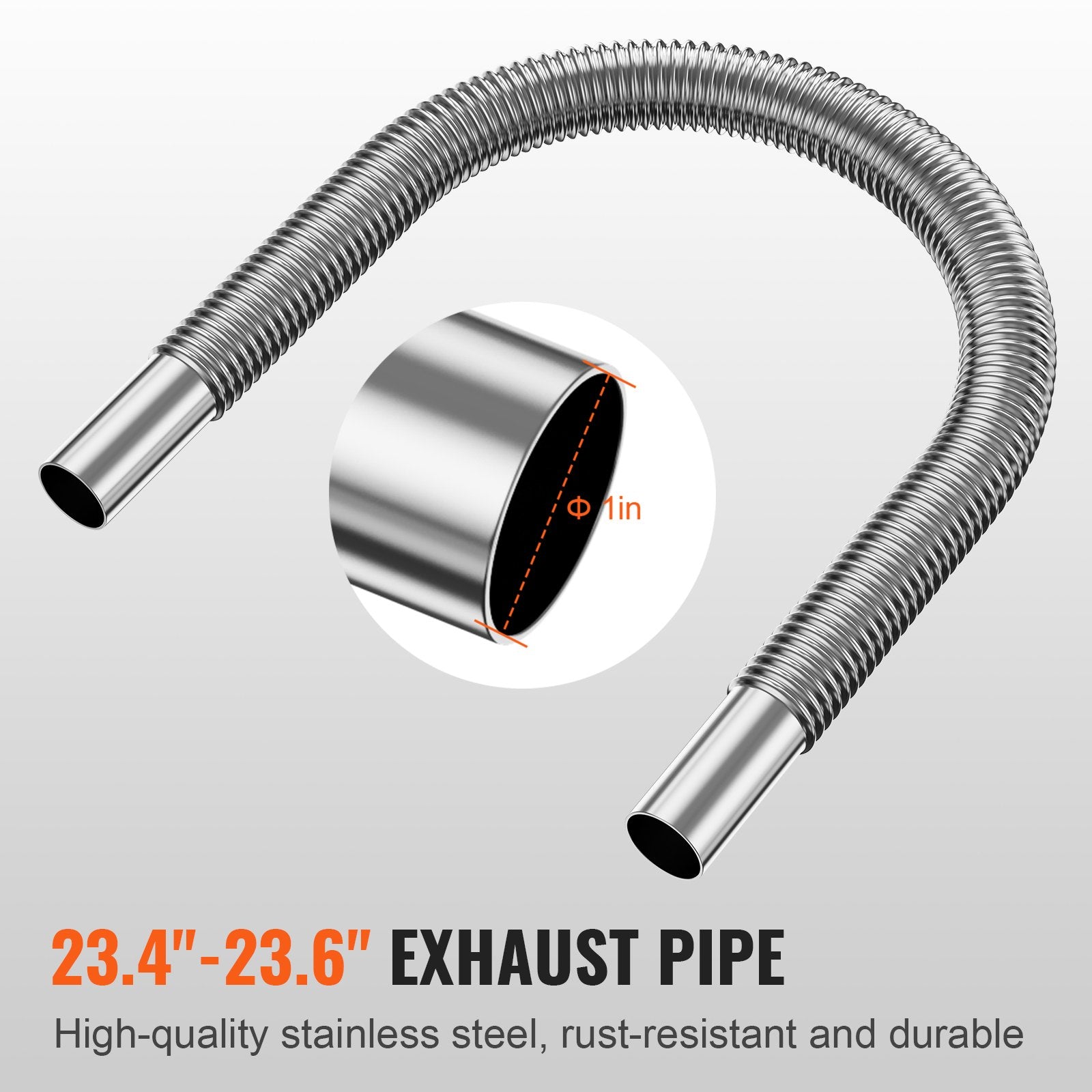 Fuel & Exhaust: VEVOR Diesel Heater Pipe Ducting Set, 3" Extendable Air Duct Hose, 1" Stainless Steel Exhaust Pipe, 2 Air Vents, Tee Air Outlet Connector and Hose Clamps, for 2KW/5KW/8KW Diesel Parking Heaters
