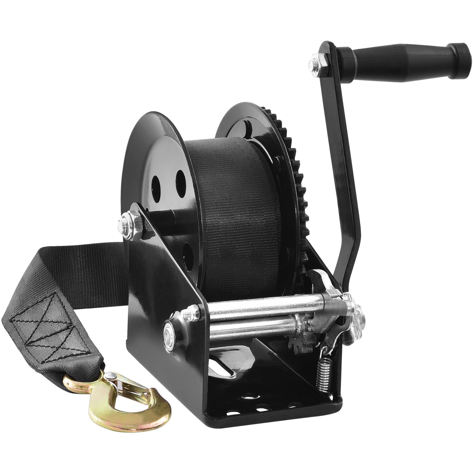 Hand Tools: VEVOR Hand Winch, 725.7 kg Pulling Capacity, Boat Trailer Winch Heavy Duty Rope Crank with 10 m Polyester Strap and Two-Way Ratchet, Manual Operated Hand Crank Winch for Trailer, Boat or ATV Towing