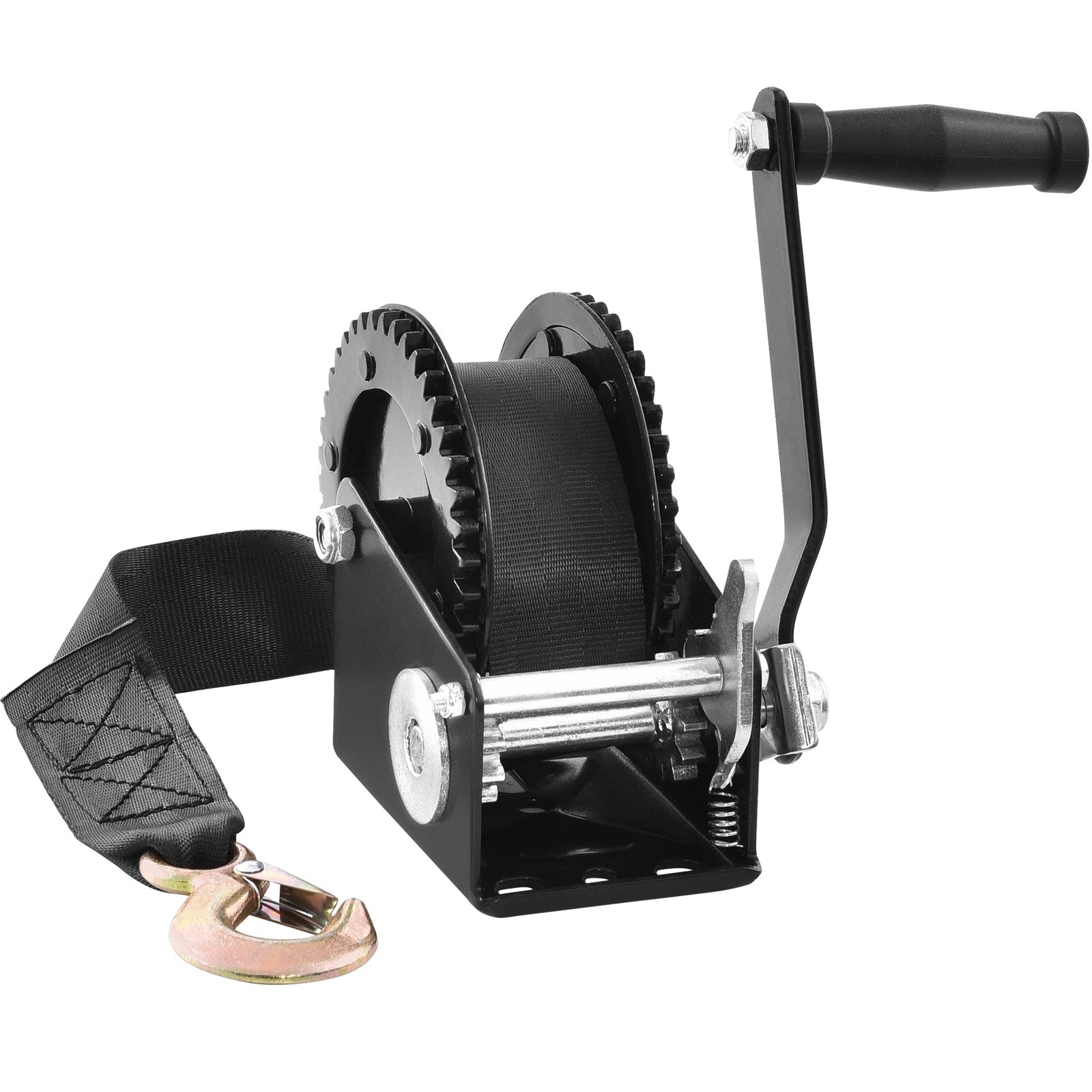 Hand Tools: VEVOR Hand Winch, 907.1 kg Pulling Capacity, Boat Trailer Winch Heavy Duty Rope Crank with 7 m Polyester Strap and Two-Way Ratchet, Manual Operated Hand Crank Winch for Trailer, Boat or ATV Towing