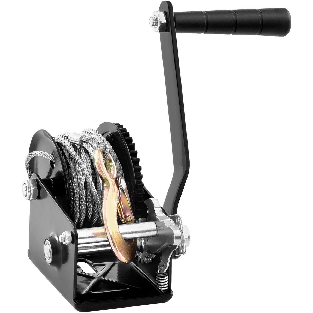 Hand Winch, 362.8 kg Pulling Capacity, Boat Trailer Winch Heavy Duty Rope Crank with 10 m Steel Wire Cable and Two-Way Ratchet, Manual Operated Hand Crank Winch for Trailer, Boat or ATV Towing