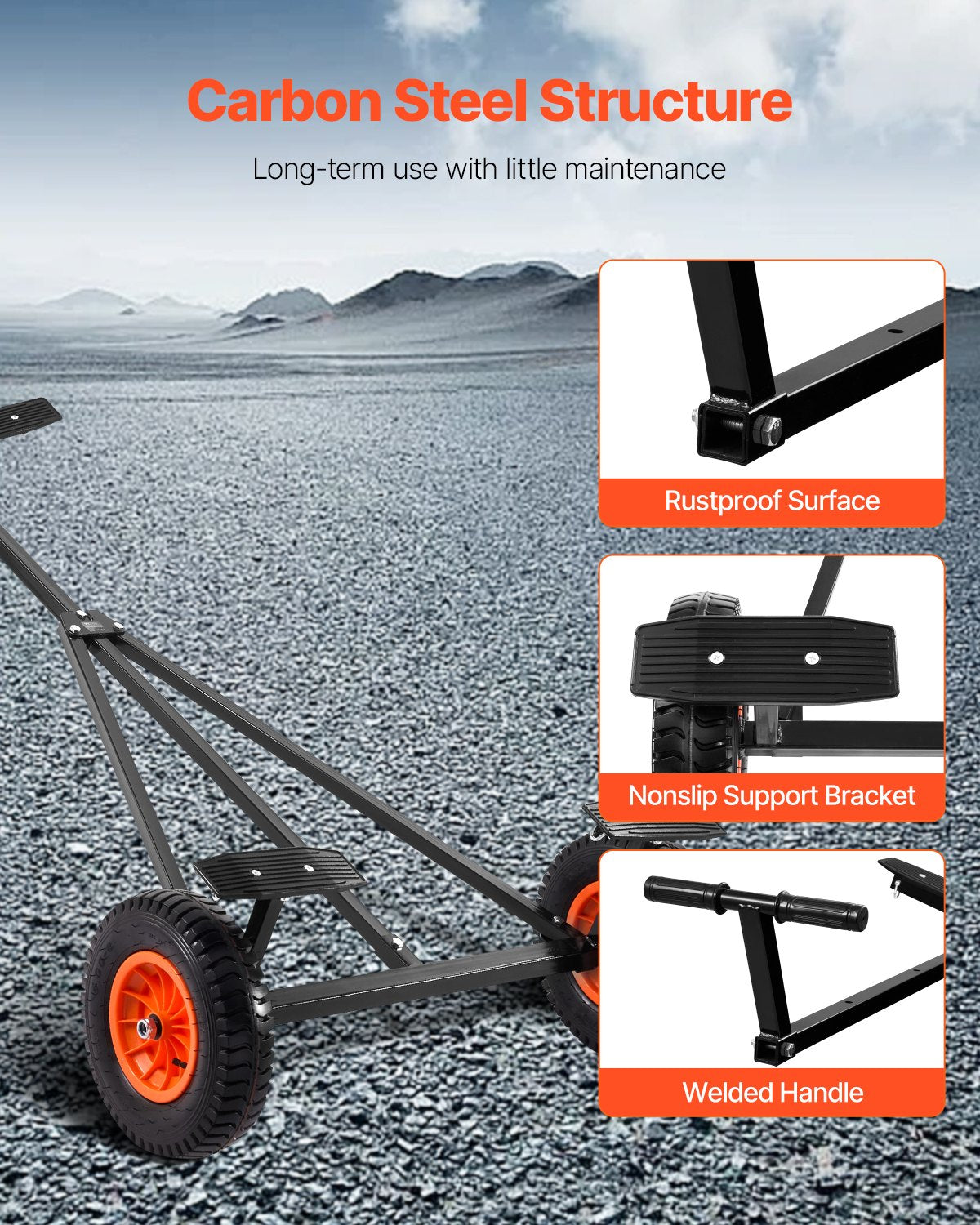 Boating Accessories: 420lbs Boat Trailer Dolly Mover Adjustable Length with 15.7 in Pneumatic Tires
