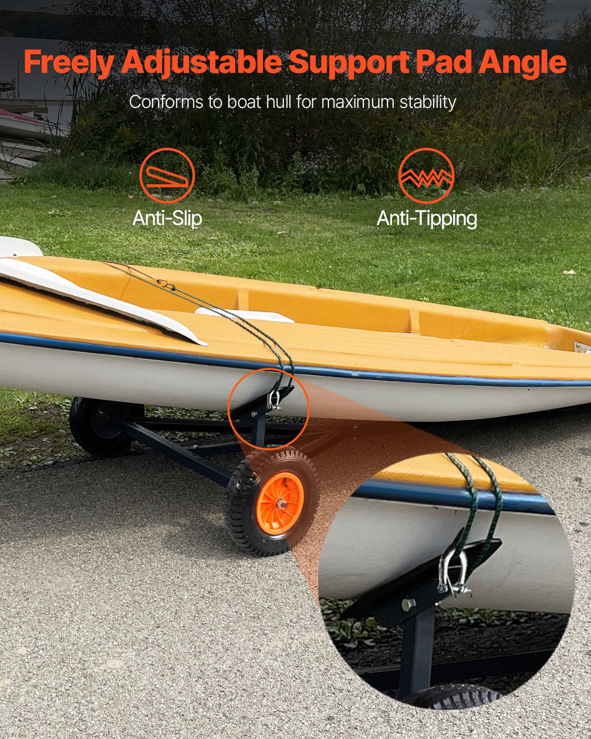 Boating Accessories: 420lbs Boat Trailer Dolly Mover Adjustable Length with 15.7 in Pneumatic Tires