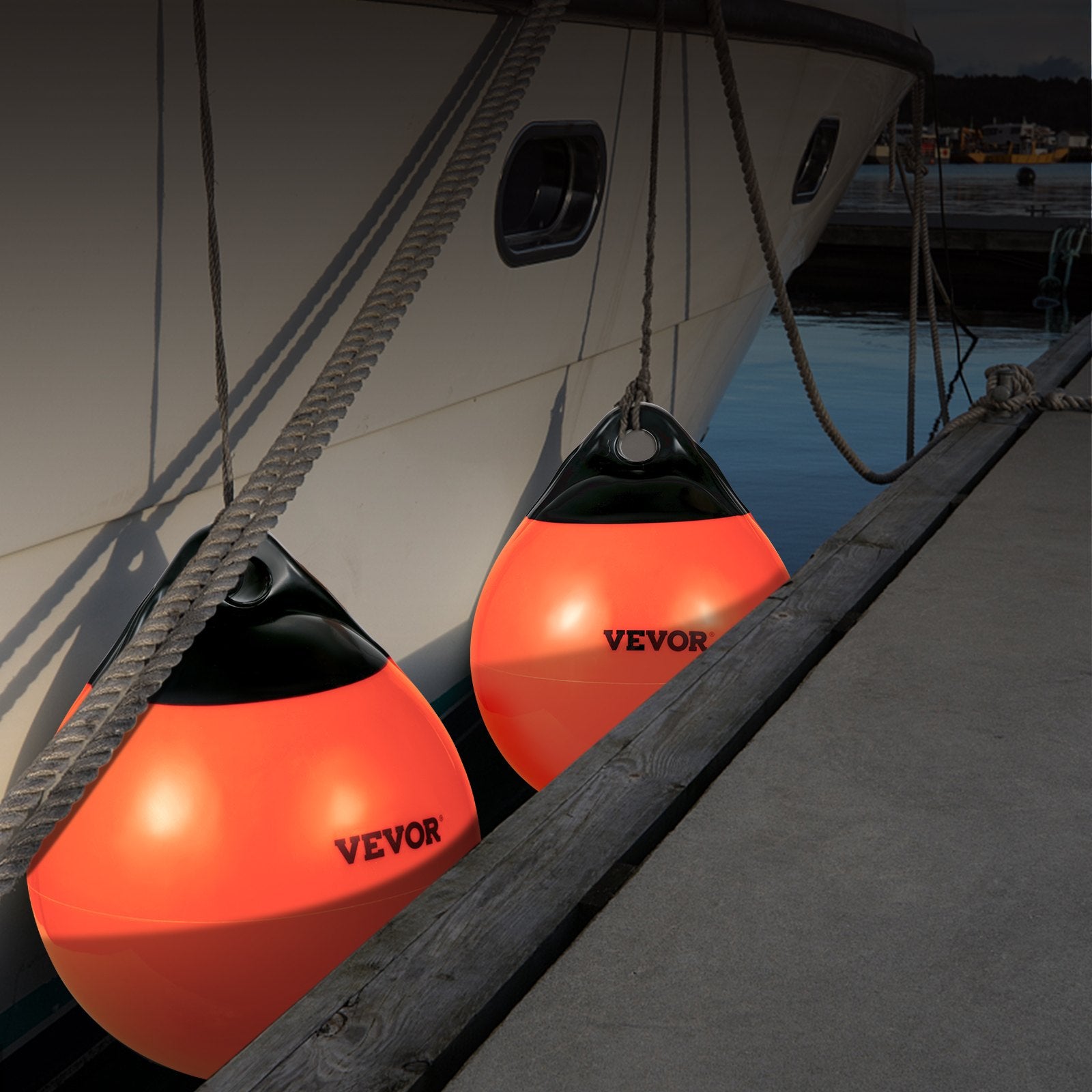 Boating Accessories: VEVOR Boat Buoy Balls, 15"" Diameter Inflatable Heavy-Duty Marine-Grade PVC Marker Buoys, Round Boat Mooring Buoys, Anchoring, Rafting, Marking, Fishing, Orange