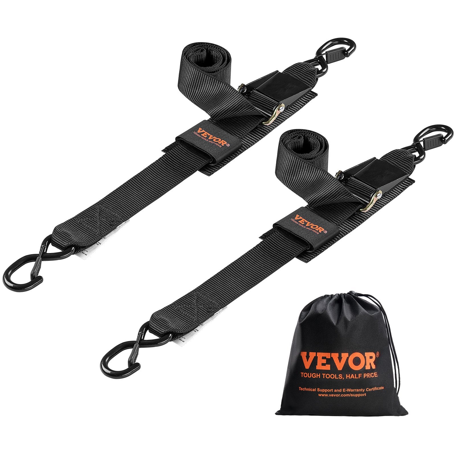 Restraints: VEVOR Retractable Ratchet Straps, 5.08 cm x 121.92 cm Ratchet Tie Down Straps with Security Lock S Hooks, 2 Pack Heavy Duty Ratchet Straps with 680.4 kg Break Strength, for Trailers, Vehicles, Boat