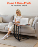Desk Accessories: VEVOR C Table, C Shaped Sofa Side Table with Metal Frame Rolling Casters, Portable C Shaped End Stand for Living Room Bedroom Office, 19.69 x 13.78 x 23.82 inches Laptop Side Tables, Brown and Black