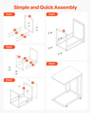 Desk Accessories: VEVOR C Table, C Shaped Sofa Side Table with Metal Frame Rolling Casters, Portable C Shaped End Stand for Living Room Bedroom Office, 19.69 x 13.78 x 23.82 inches Laptop Side Tables, Brown and Black