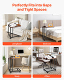 Desk Accessories: VEVOR C Table, C Shaped Sofa Side Table with Metal Frame Rolling Casters, Portable C Shaped End Stand for Living Room Bedroom Office, 19.69 x 13.78 x 23.82 inches Laptop Side Tables, Brown and Black