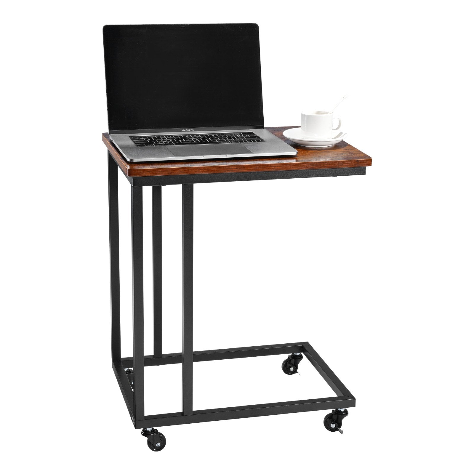 Desk Accessories: VEVOR C Table, C Shaped Sofa Side Table with Metal Frame Rolling Casters, Portable C Shaped End Stand for Living Room Bedroom Office, 19.69 x 13.78 x 23.82 inches Laptop Side Tables, Brown and Black