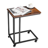 Desk Accessories: VEVOR C Table, C Shaped Sofa Side Table with Metal Frame Rolling Casters, Portable C Shaped End Stand for Living Room Bedroom Office, 19.69 x 13.78 x 23.82 inches Laptop Side Tables, Brown and Black