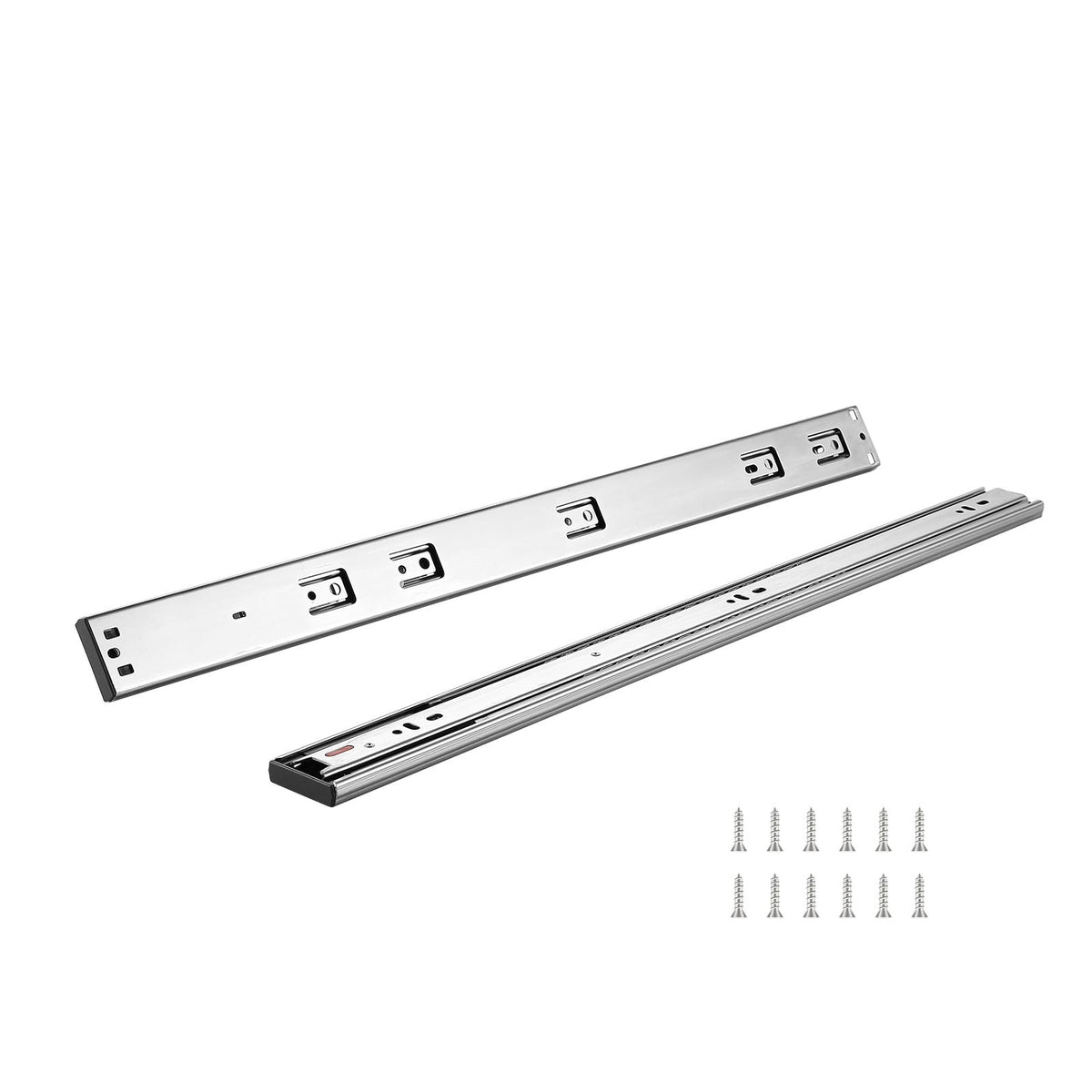 6 Pairs of 609.6mm Drawer Slides Side Mount Rails, Heavy Duty Full Extension Steel Track, Soft-Close Noiseless Guide Glides Cabinet Kitchen Runners with Ball Bearing, 100 Lbs Load Capacity