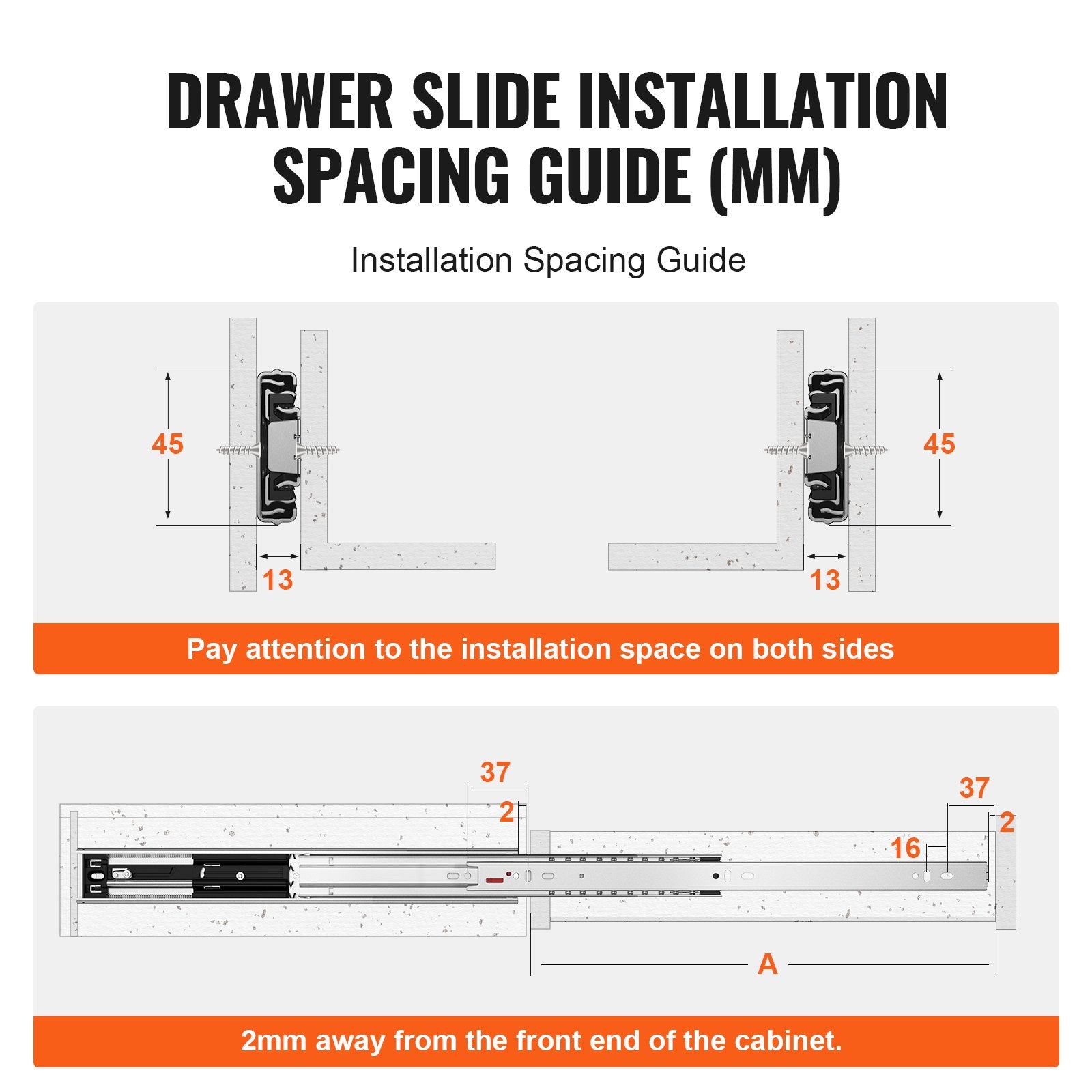 Basketball & Basketball Accessories: VEVOR 10 Pairs of 609.6mm Drawer Slides Side Mount Rails, Heavy Duty Full Extension Steel Track, Soft-Close Noiseless Guide Glides Cabinet Kitchen Runners with Ball Bearing, 100 Lbs Load Capacity