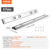 Basketball & Basketball Accessories: VEVOR 6 Pairs of 508mm Drawer Slides Side Mount Rails, Heavy Duty Full Extension Steel Track, Soft-Close Noiseless Guide Glides Cabinet Kitchen Runners with Ball Bearing, 100 Lbs Load Capacity