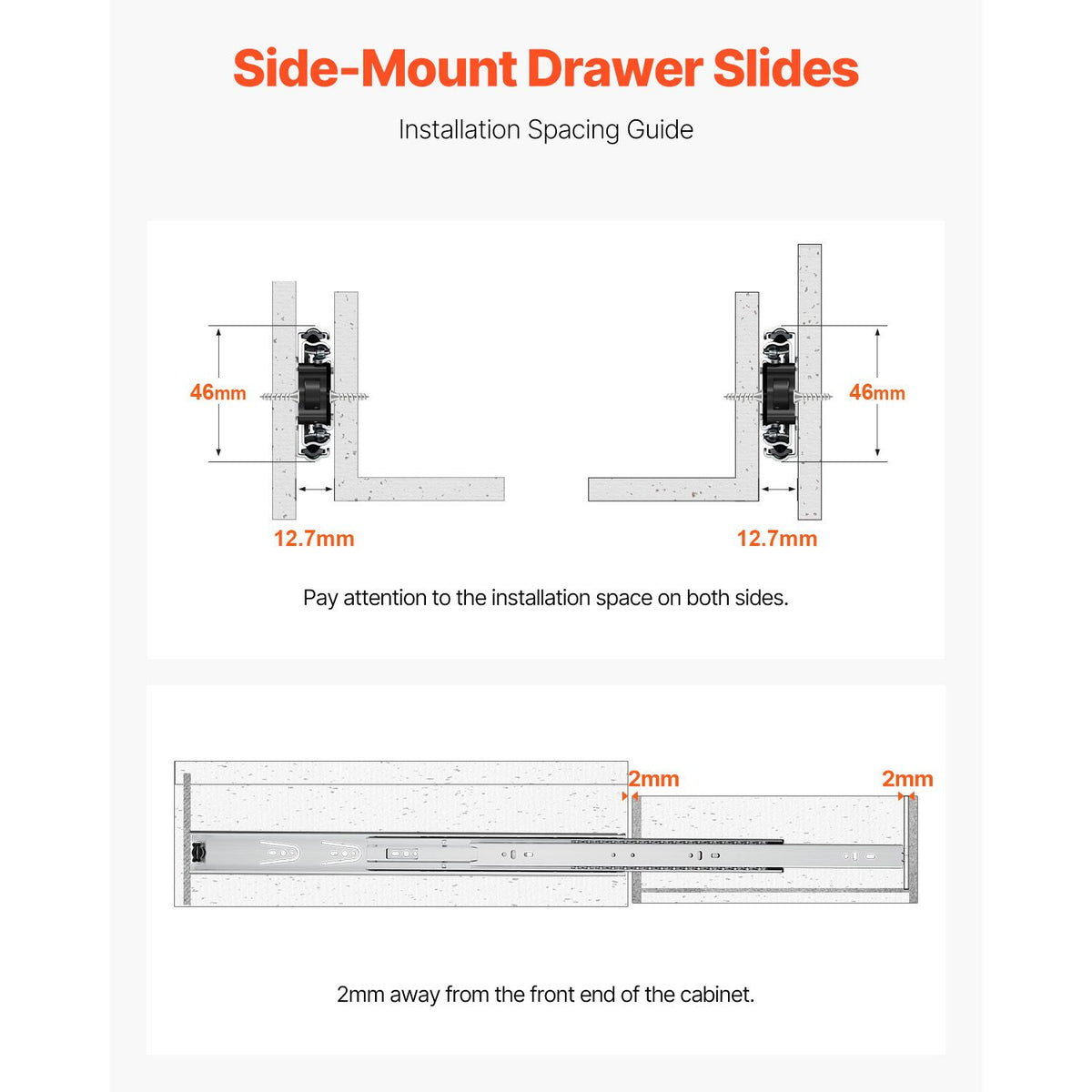 Drawer Slides, 20 inch, 10 Pairs Full Extension Ball Bearing Cabinet Rails, 100 LB Load Capacity Heavy Duty Side Mount Dresser Drawer Slides, Drawer Track Runners for Kitchen DIY Replacement