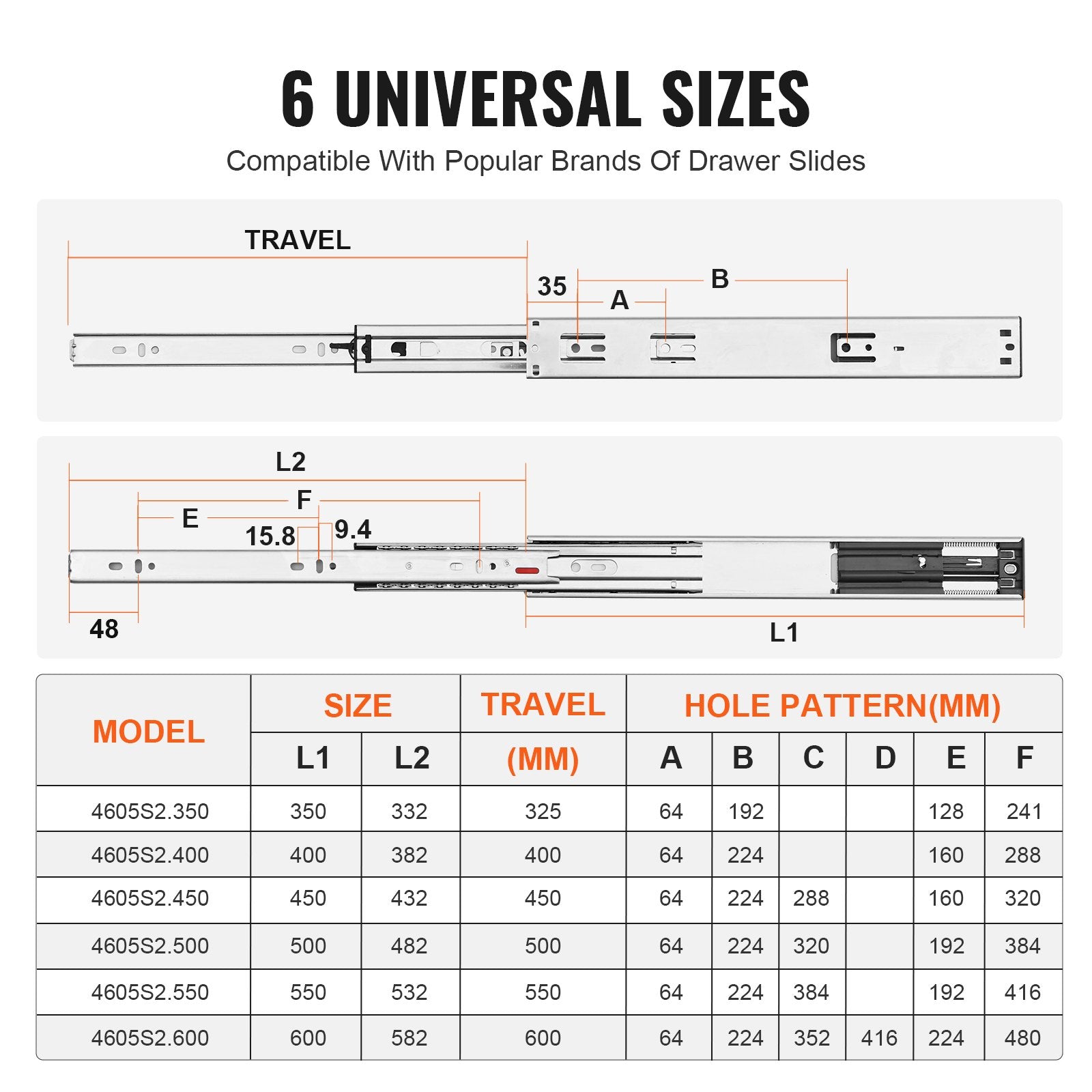 Basketball & Basketball Accessories: VEVOR 10 Pairs of 406.4mm Drawer Slides Side Mount Rails, Heavy Duty Full Extension Steel Track, Soft-Close Noiseless Guide Glides Cabinet Kitchen Runners with Ball Bearing, 100 Lbs Load Capacity