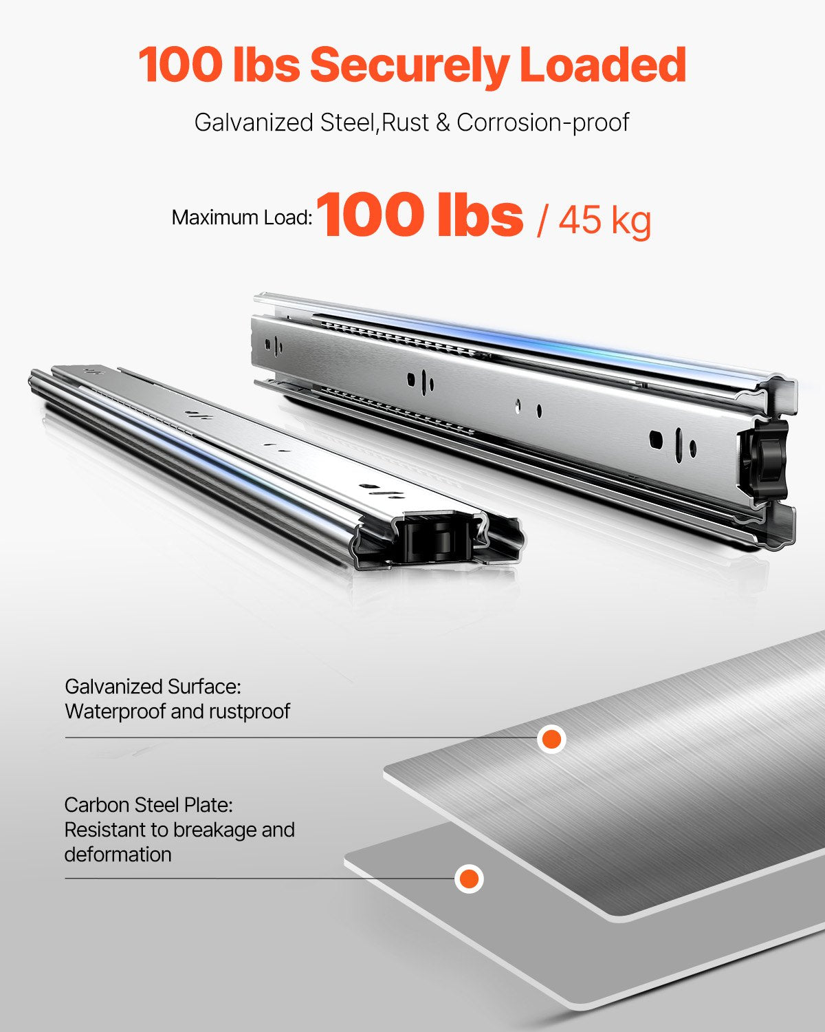 Kitchen & Bathroom DIY: VEVOR Drawer Cabinet Slides Side Mount 22 inch 10 Pairs 100 LB Load Replacement