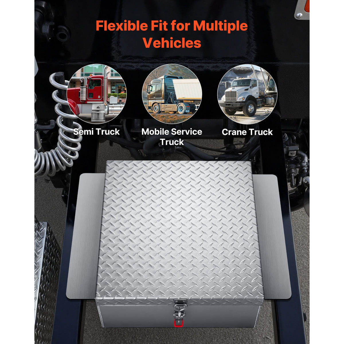 Truck Bed Tool Box, Heavy Duty Aluminum Tool Box with Diamond Plate, Storage Toolbox Chest Organizer Supports up to 100 kg, Ideal for Pickup, Truck Bed, RV, Trailer, 770 x 610 x 230 mm, Silver