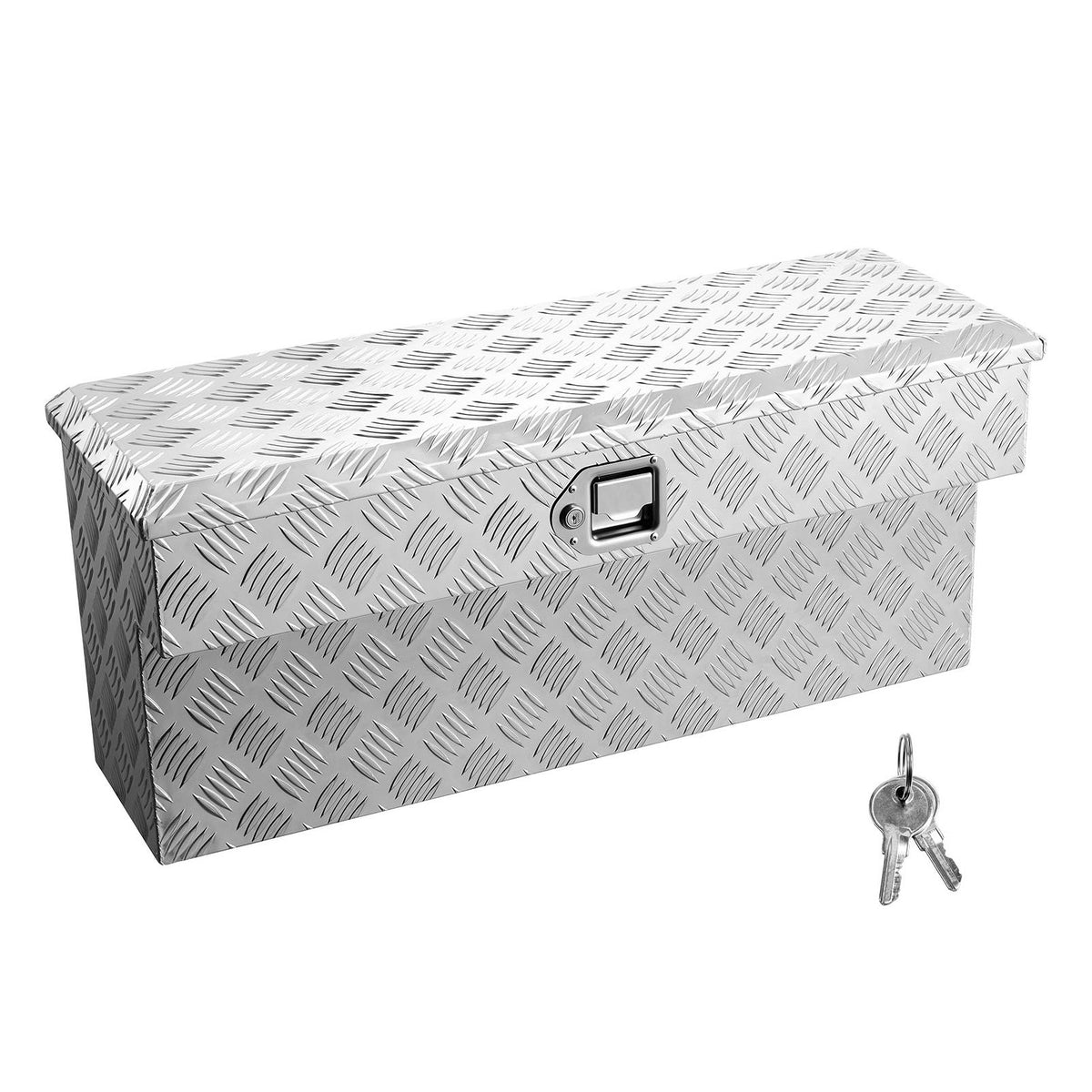 Truck Bed Tool Box, Heavy Duty Aluminum Tool Box with Tread Patterns, Storage Toolbox Chest Organizer with Lock and Key, Ideal for Pickup, Truck Bed, RV, Trailer, 864 x 305 x 390 mm, Silver
