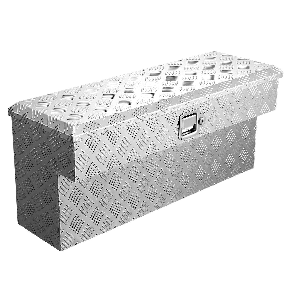 Truck Bed Tool Box, Heavy Duty Aluminum Tool Box with Tread Patterns, Storage Toolbox Chest Organizer with Lock and Key, Ideal for Pickup, Truck Bed, RV, Trailer, 864 x 305 x 390 mm, Silver