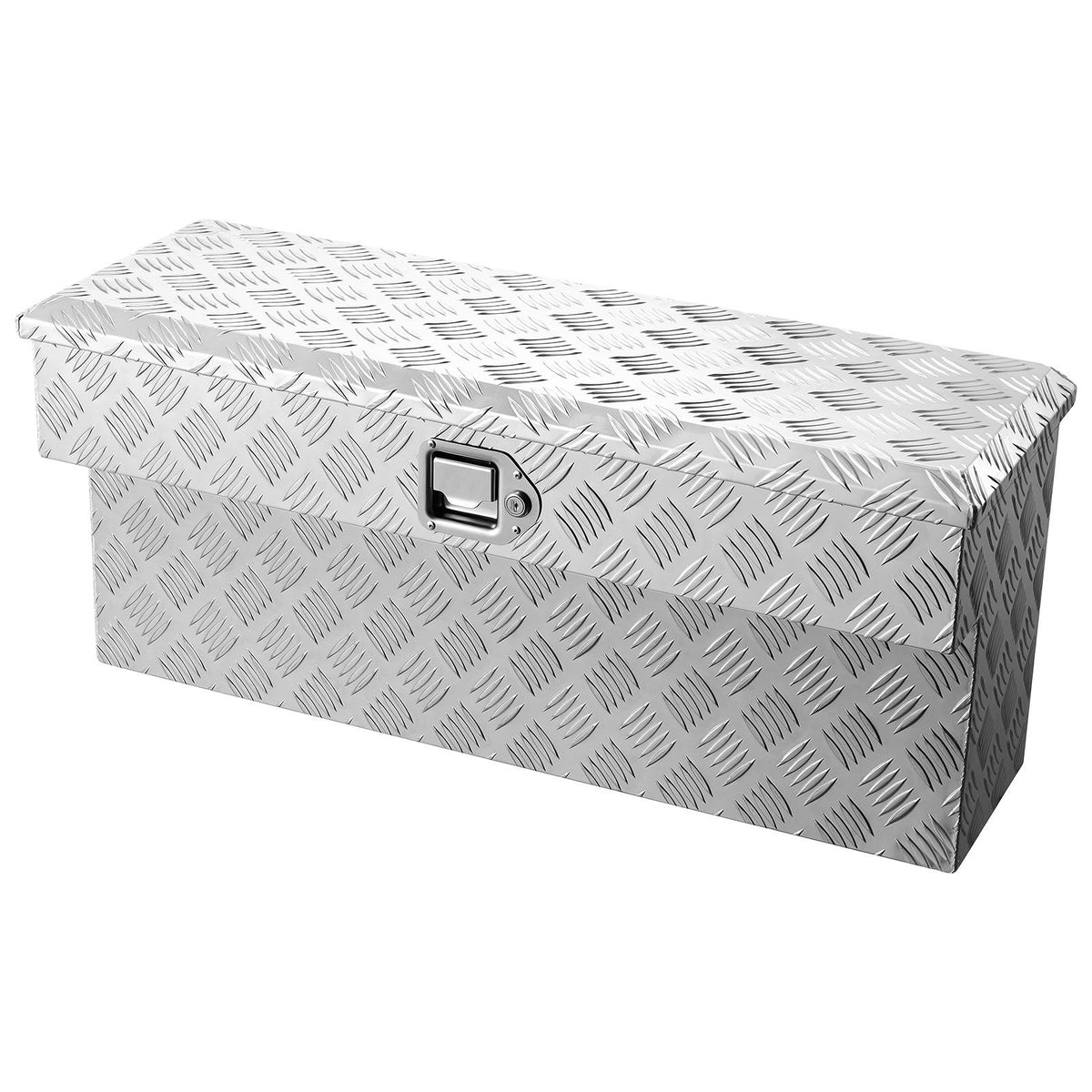 Truck Bed Tool Box, Heavy Duty Aluminum Tool Box with Tread Patterns, Storage Toolbox Chest Organizer with Lock and Key, Ideal for Pickup, Truck Bed, RV, Trailer, 864 x 305 x 390 mm, Silver