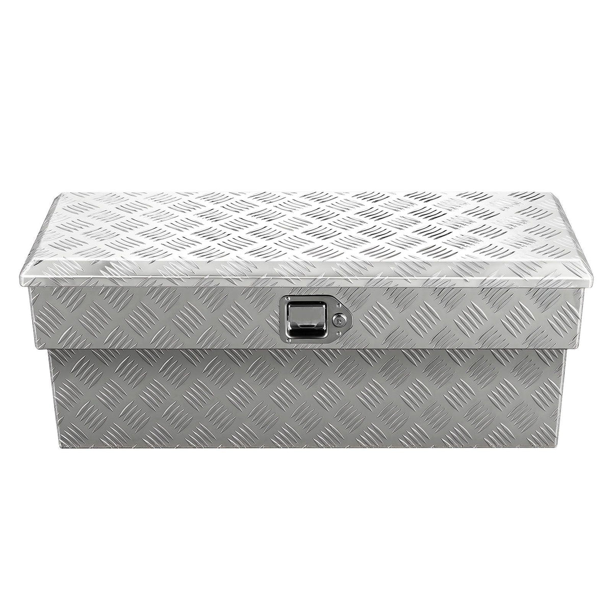 Truck Bed Tool Box, Heavy Duty Aluminum Tool Box with Tread Patterns, Storage Toolbox Chest Organizer with Lock and Key, Ideal for Pickup, Truck Bed, RV, Trailer, 864 x 305 x 390 mm, Silver