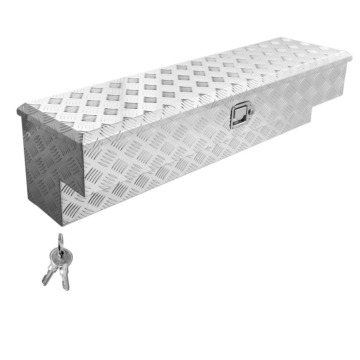 Truck Bed Tool Box, Heavy Duty Aluminum Tool Box with Tread Patterns, Storage Toolbox Chest Organizer with Lock and Key, Ideal for Pickup, Truck Bed, RV, Trailer, 1219 x 340 x 330 mm, Silver