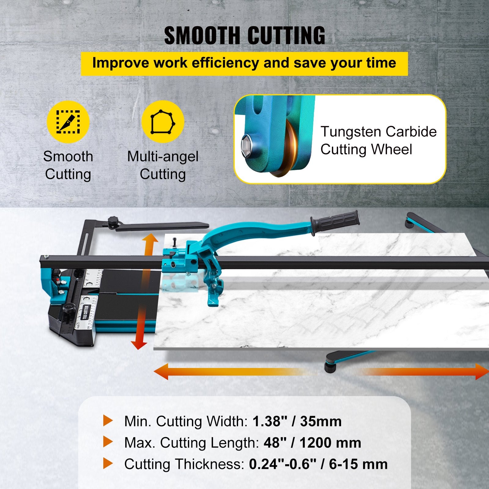 Cutters: VEVOR Tile Cutter 47in Cutting Tool w/ Laser Guide Single Rail Double Brackets