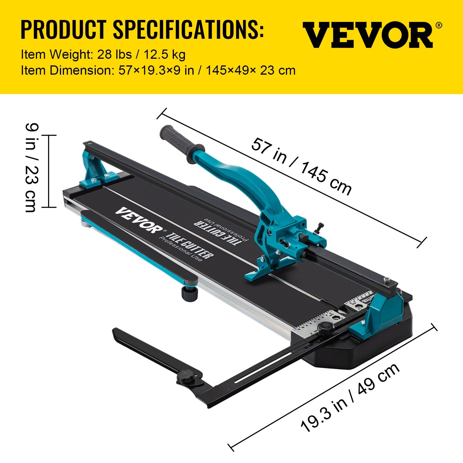 Cutters: VEVOR Tile Cutter 47in Cutting Tool w/ Laser Guide Single Rail Double Brackets