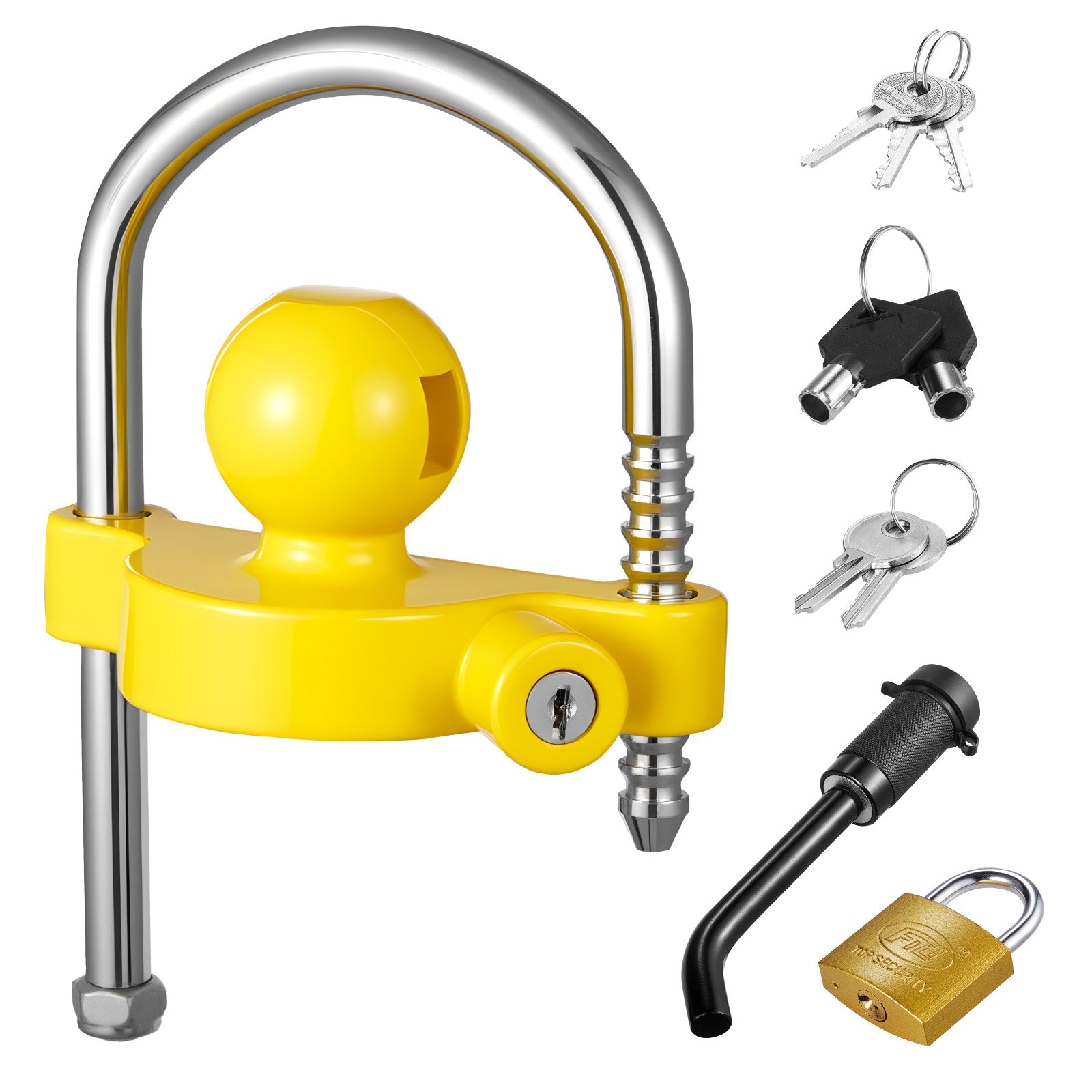 Tool Blades: VEVOR Trailer Hitch Lock Kit, Fits for 46 mm, 50.8 mm, 58.7 mm Couplers, Heavy-Duty Anti-Theft Trailer Ball Lock with Keys, Prying-Resistant, Adjustable Height Design for RVs, Boats, Trailers