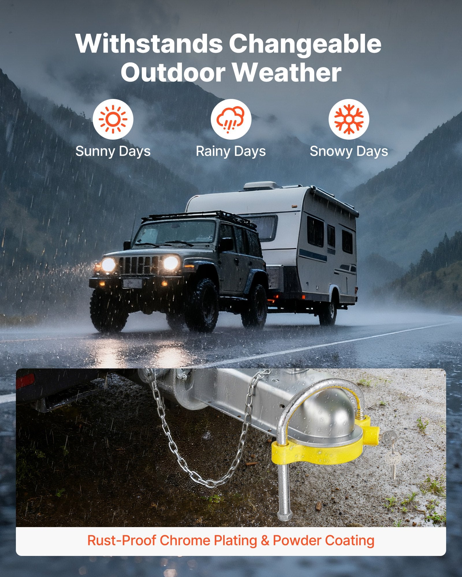 Tool Blades: VEVOR Trailer Hitch Lock Kit, Fits for 46 mm, 50.8 mm, 58.7 mm Couplers, Heavy-Duty Anti-Theft Trailer Ball Lock with Keys, Prying-Resistant, Adjustable Height Design for RVs, Boats, Trailers