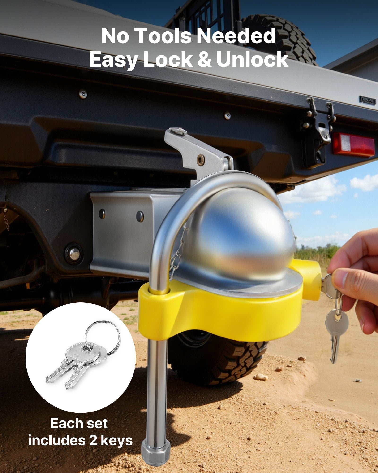 Tool Blades: VEVOR Trailer Hitch Lock Kit, Fits for 46 mm, 50.8 mm, 58.7 mm Couplers, Heavy-Duty Anti-Theft Trailer Ball Lock with Keys, Prying-Resistant, Adjustable Height Design for RVs, Boats, Trailers