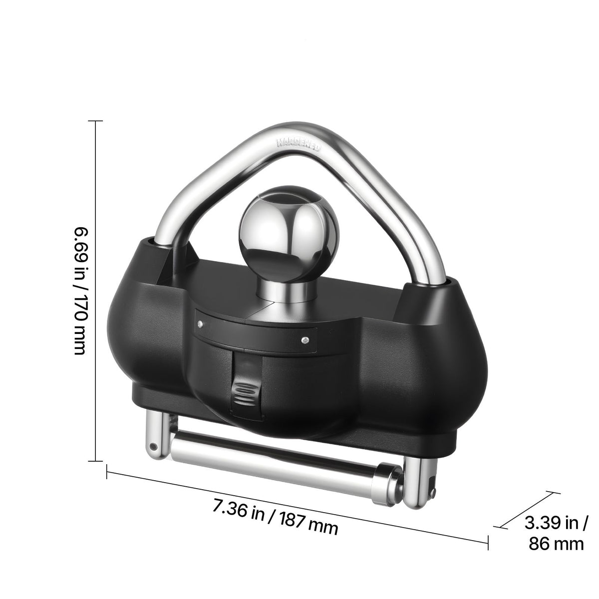 Trailer Hitch Lock, Fits for 46 mm, 50.8 mm, 58.7 mm Couplers, Heavy-Duty Anti-Theft Trailer Ball Lock with 3 Keys, Prying-Resistant, Adjustable Height Design for RVs, Boats, Trailers, Black