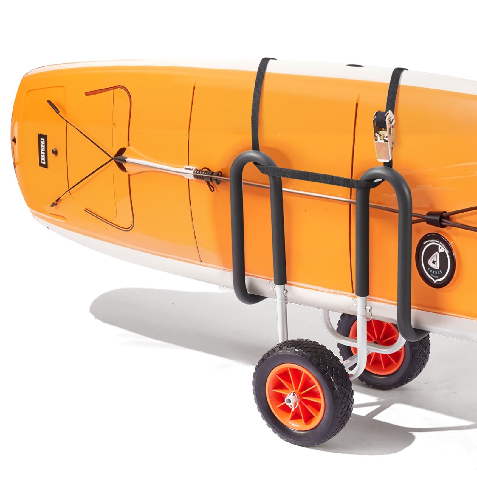 Canoes & Kayaks: VEVOR Kayak Cart, 68.0 kg Load Capacity, Stand Up Paddle Board Trolley with 25.4 cm Solid Rubber Tires & Kickstands, Paddle Board Carrier with Ratchet Strap for Paddleboard & Surfboard Transport