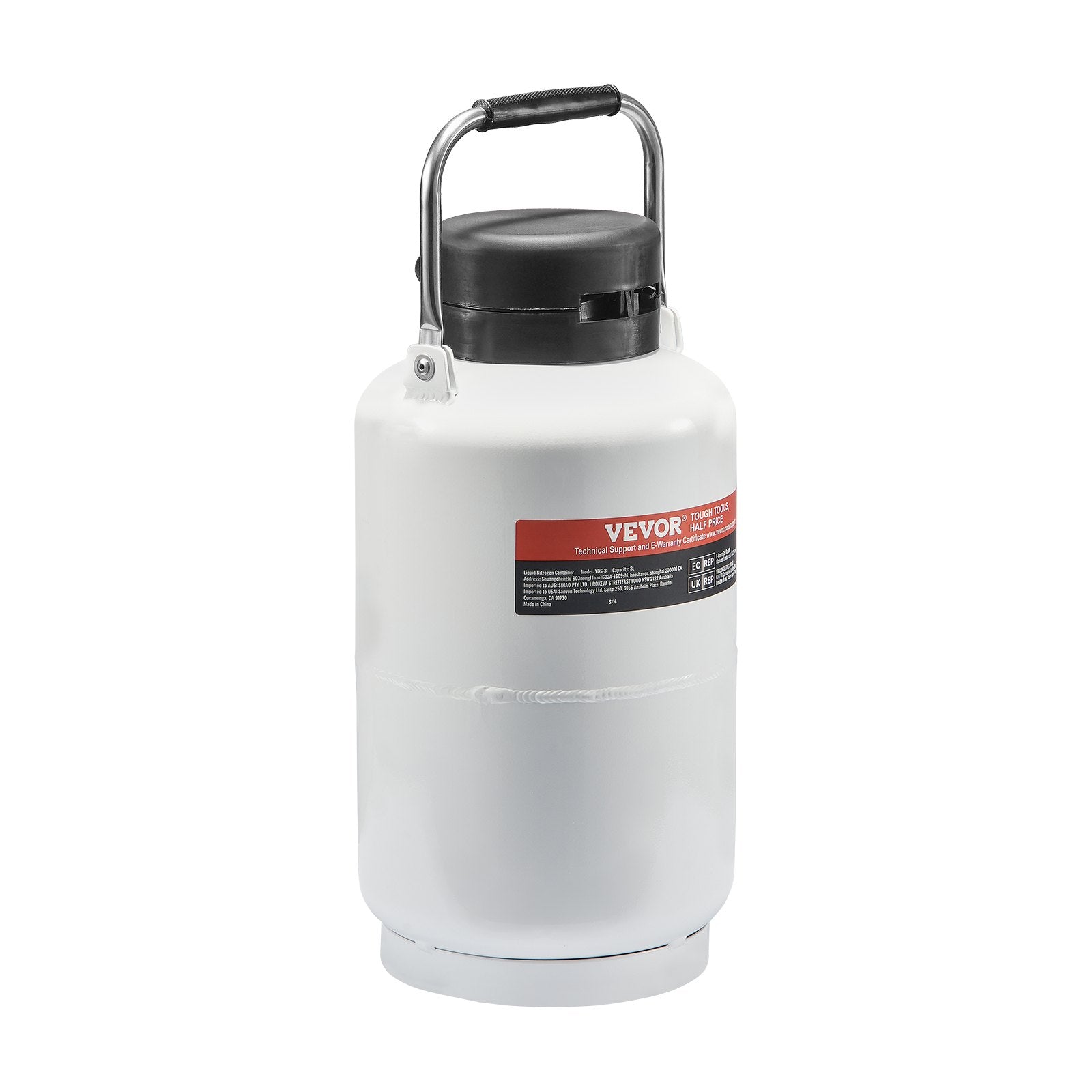 Food Storage: VEVOR Liquid Nitrogen Tank, 3 L Aluminum Alloy Liquid Nitrogen Container, LN2 Tank Dewar with 6 Canisters and Carry Bag with Straps, Cryogenic Tank for Beauty Industry, Semen Preservation, Scientific