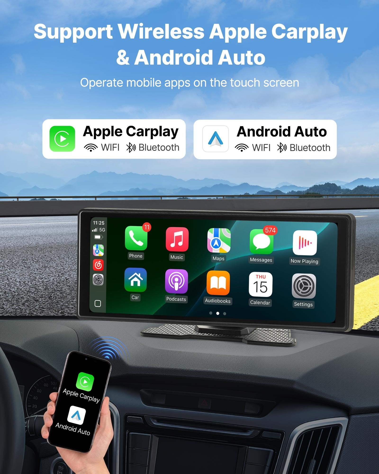Car Stereo Radio CarPlay Touchscreen 254 mm Apple Android Auto Bluetooth