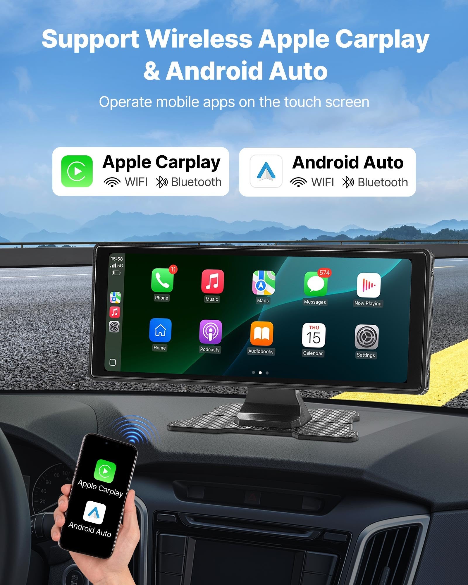 Car Stereo Radio CarPlay Touchscreen 254mm Apple Android Front/Rear Camera