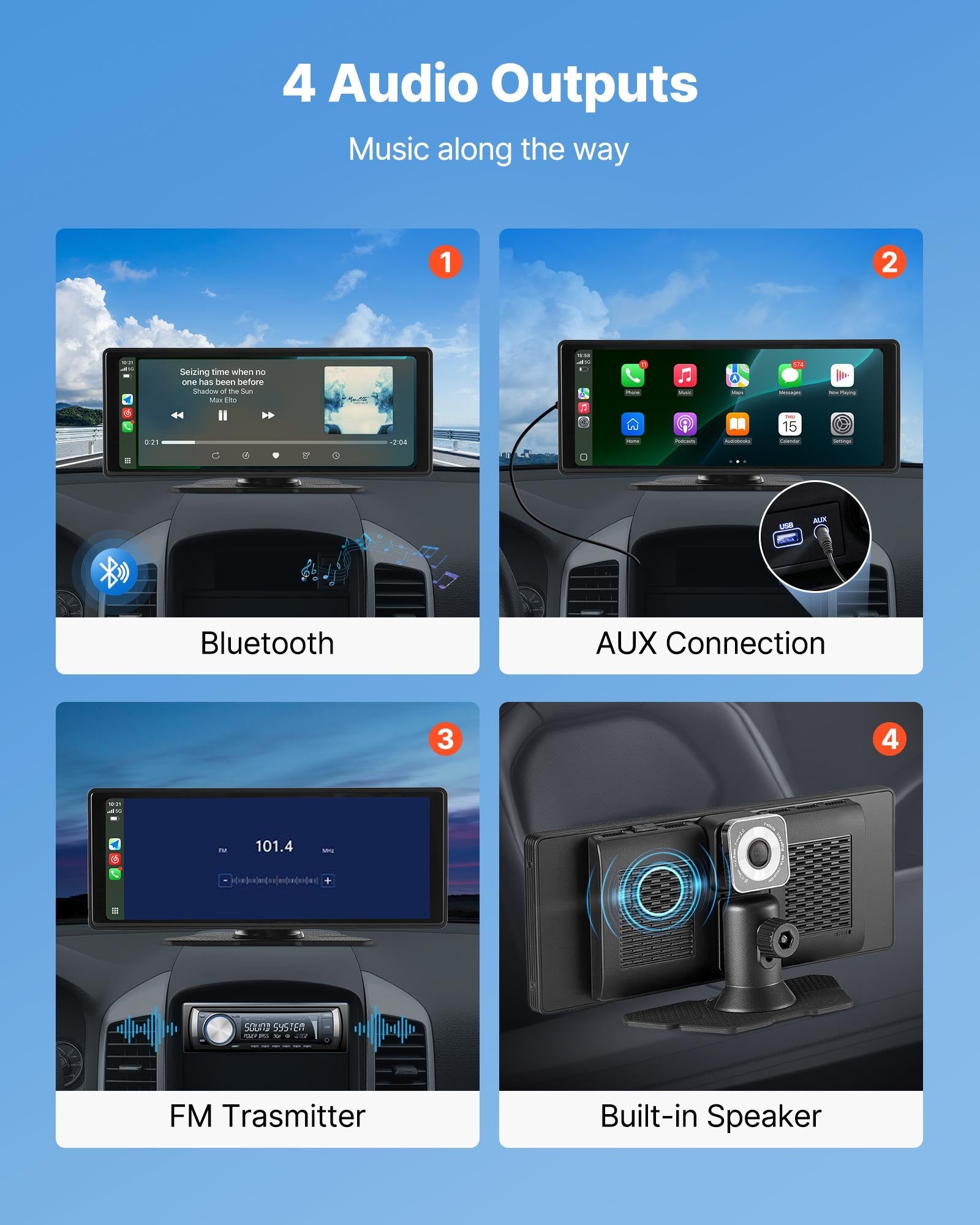 Car Stereo Radio CarPlay Touchscreen 254mm Apple Android Front/Rear Camera