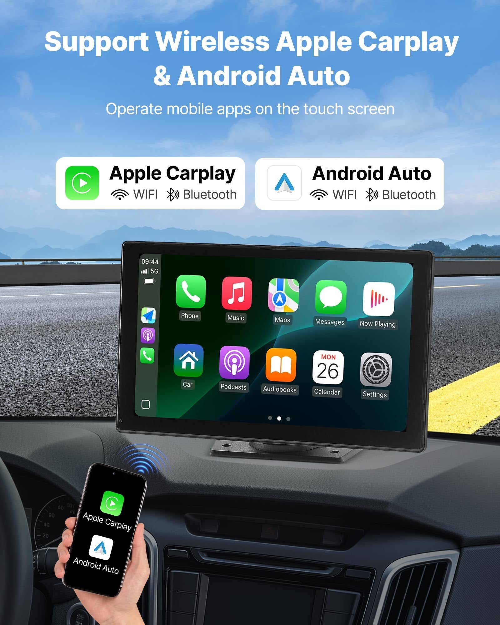 Car Stereo Radio CarPlay Touchscreen 228.6 mm Apple Android Backup Camera