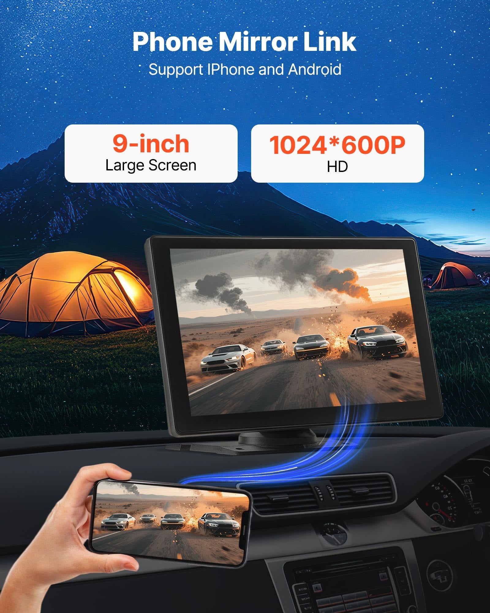 Car Stereo Radio CarPlay Touchscreen 228.6 mm Apple Android Backup Camera