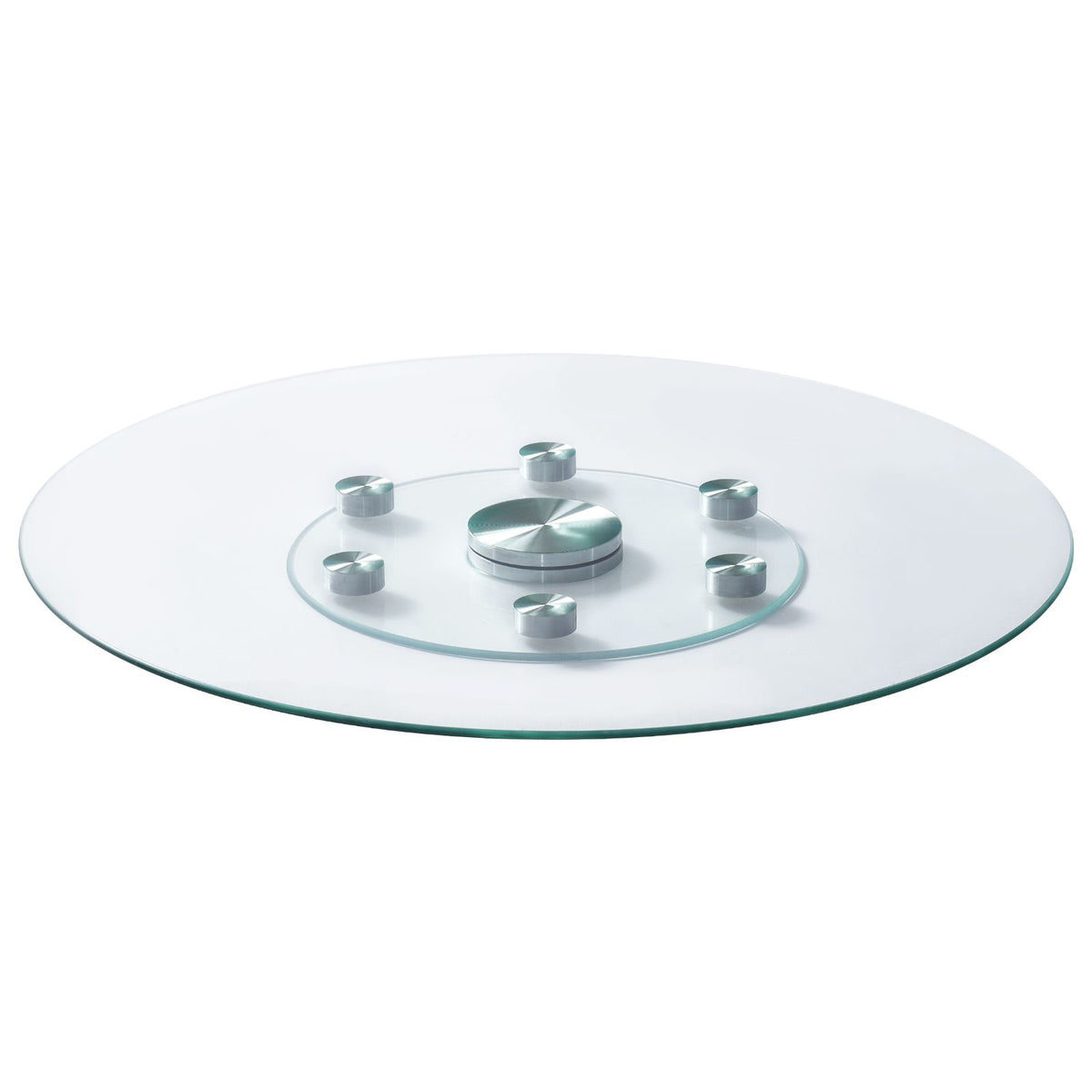 76.8 cm Glass Lazy Susan Turntable, Tempered Glass Dining Table Centerpiece with 6 Rotating Wheels, 360° Smooth & Silent Spin Tabletop Rotating Tray, for Family Gatherings, Banquets & Weddings