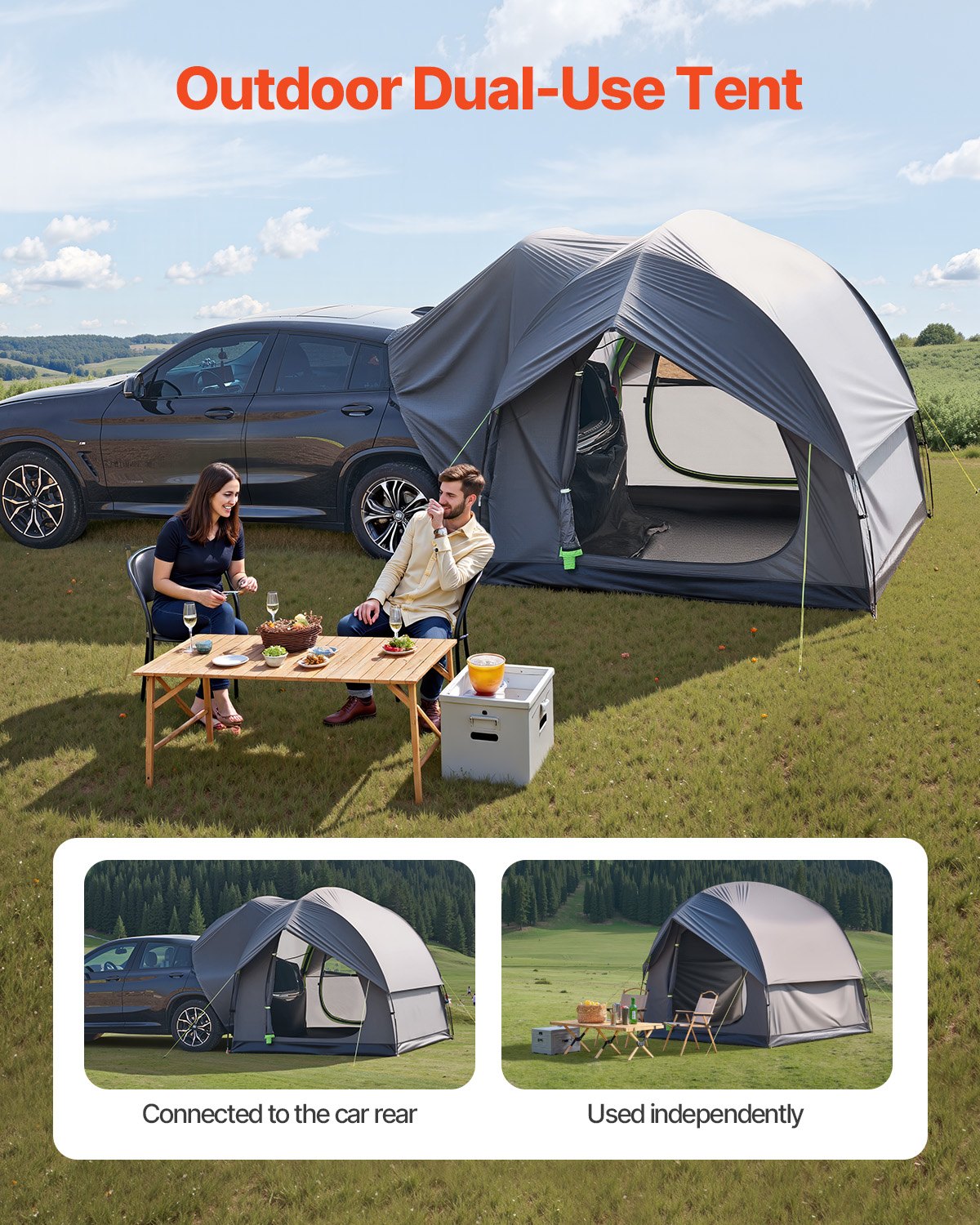 Bath Mats & Rugs: VEVOR SUV Tent for Camping, 8FT L x 8FT W, Waterproof PU2000mm Spacious Double Layer Design for 5-8 Person, SUV Camping Tent with Mesh Windows, Includes Rainfly & Storage Bag, for Outdoor Activities