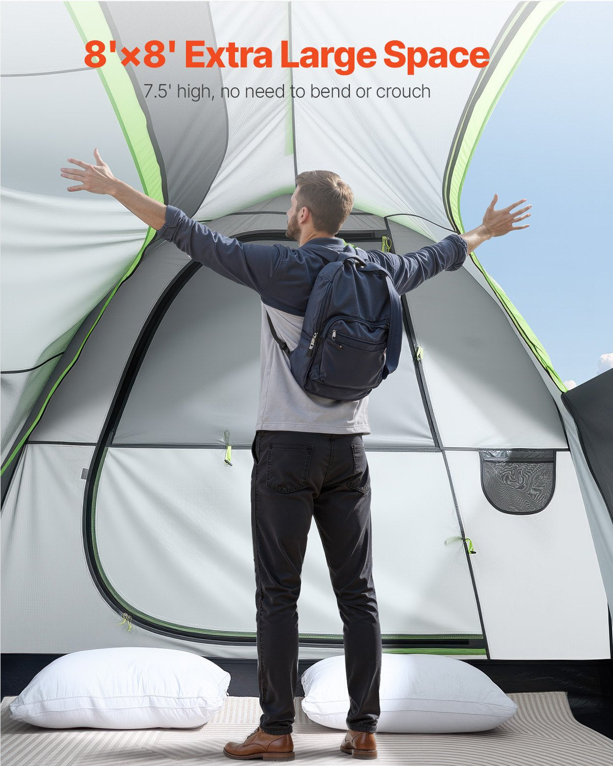Bath Mats & Rugs: VEVOR SUV Tent for Camping, 8FT L x 8FT W, Waterproof PU2000mm Spacious Double Layer Design for 5-8 Person, SUV Camping Tent with Mesh Windows, Includes Rainfly & Storage Bag, for Outdoor Activities