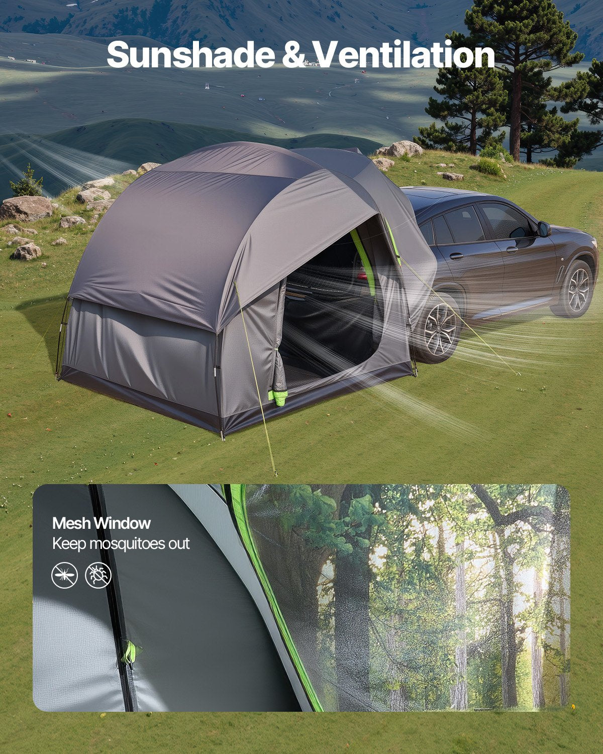 Bath Mats & Rugs: VEVOR SUV Tent for Camping, 8FT L x 8FT W, Waterproof PU2000mm Spacious Double Layer Design for 5-8 Person, SUV Camping Tent with Mesh Windows, Includes Rainfly & Storage Bag, for Outdoor Activities